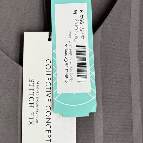 🆕 Collective Concepts for Stitch Fix striped grey Florence bell sleeve blouse - Picture 7 of 8